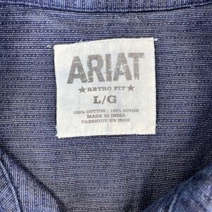 Ariat Retro Fit Western Shirt Short Sleeve Button Up Blue Men Large cowboy rodeo